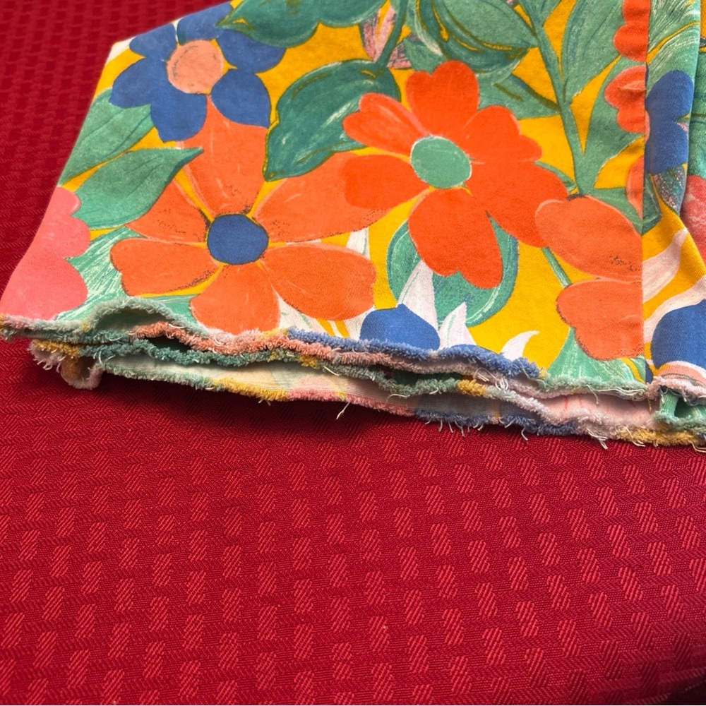 GB Jeans Juniors Size 7 Flower Power Hippie Stretch Floral Gianni Bini Unhemmed - Picture 6 of 6